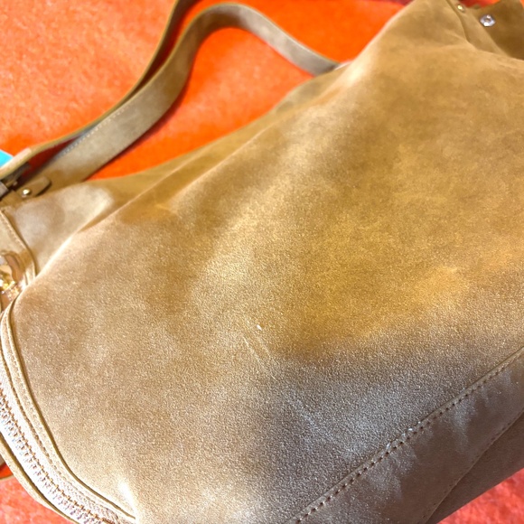 Rebecca Minkoff honey caramel M.A.B carryall hobo suede leather large tote NWT - Picture 6 of 16